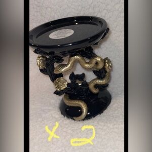 Bath & Body Works Black & Gold Snake Pedestals x 2 New and Unused $Firm$